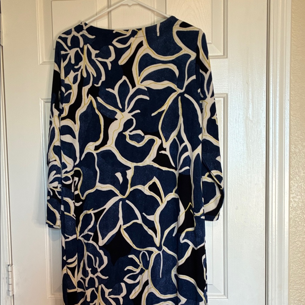 Chico's Navy and Cream Long Sleeve Dress - Picture 7 of 7